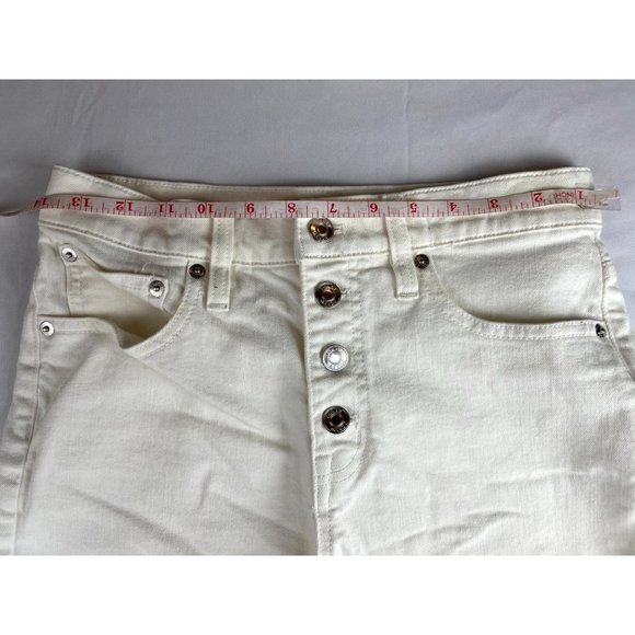 J. Crew Women's Cut-Off Button Fly White Denim Short High Rise 98% Cotton Sz 25 - Picture 6 of 13